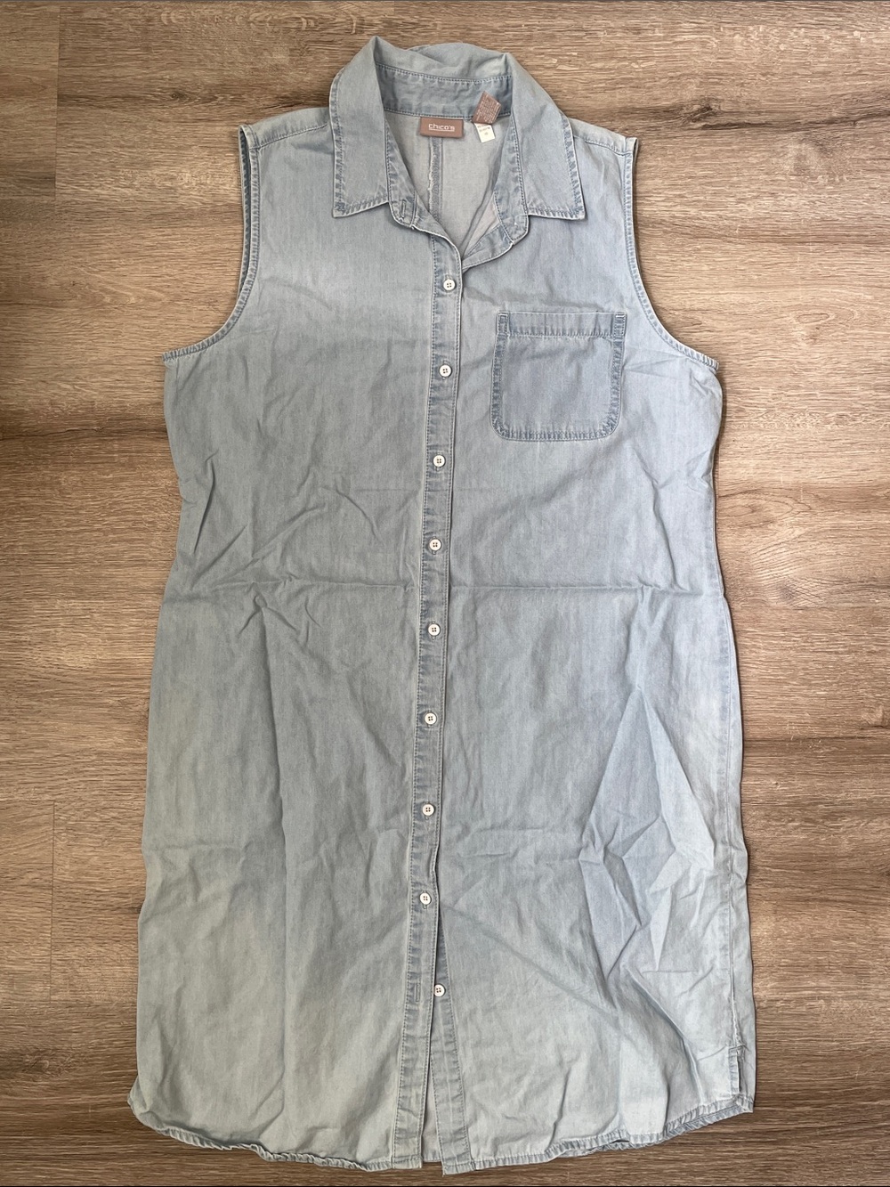 Chico’s Chambray Button-Down Shirt Dress size 10